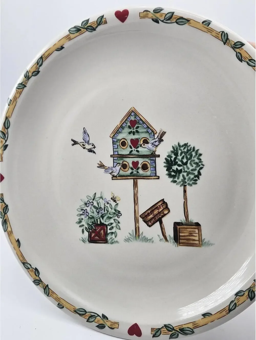 Set of 4 Thomson Pottery Birdhouse Dinner Plate 10.25